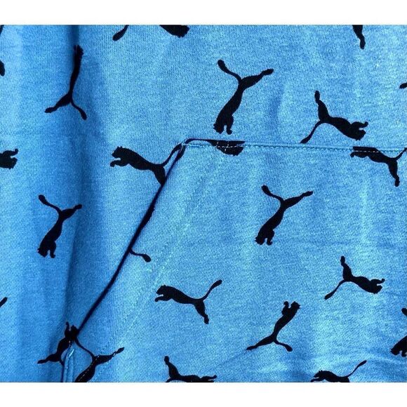 PUMA 🎉HPX4 🎉Youth S L (14-16) French Terry All-Over-Logo Hoodie/Blue/Unisex/NWT - Picture 13 of 15
